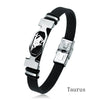 Trends 12 Constellation Stainless Steel Cuff Bracelet Men Women Zodiac Sign Black Leather Wrap Bracelet Jewelry - Image 7
