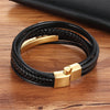 Xqni Men Jewelry Black Color Leather Bracelet Multi-layer Design Charm Cuff Bangle For Handsome Boy Gift - Image 5