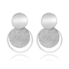 Stainless Steel Jewelry Rose Gold Color Frosted Sheet Circle Curved Disc Stud Earrings For Women Christmas Gift - Image 7