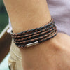 Xqni black retro Wrap Long leather bracelet men bangles sproty Chain link male charm bracelet with 5 laps - Image 5