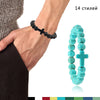 Natural Stone Bead Bracelet with Cross Charm 8mm Beads - Image 5