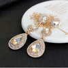 Champagne Crystal Earrings Gold Color Jewelry Female Bricons Wedding Long Big Drop Earrings For Women - Image 3