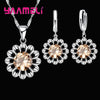 Wedding Jewelry Set Women Silver Color Crystal Pendant Necklace Hoop Earring Big - Image 4