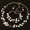 Imitation Pearl Jewelry Set with Necklace Bracelet and Earrings - Image 2