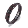 Punk Men Braided Blue Leather Bracelet Black Stainless Steel Magnetic Buckle Bracelet Gifts - Image 14