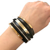 Multilayer Leather Bracelet for Men Metal Bar Charm Black Braided Wide Wrap Man Bracelets Bangles Boho Punk Jewelry - Image 3