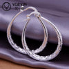 Elliptical Fish Ripple Hoop Earring For Women Small Circular Silver Plated Earring Supplies Earrings - Image 1