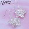 Supplies Hollow Flower Shape Dangle Earrings For Women Silver Plated Drop Earring Long Earrings - Image 2