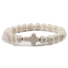 Natural Stone Bead Bracelet with Cross Charm 8mm Beads - Image 10