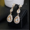 Champagne Crystal Earrings Gold Color Jewelry Female Bricons Wedding Long Big Drop Earrings For Women - Image 2