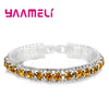 Stamp Silver Color Bracelets Full Zircon Austrian Crystal Women Link Chain Jewelry Bangles 14 Colors - Image 8