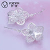 Supplies Hollow Flower Shape Dangle Earrings For Women Silver Plated Drop Earring Long Earrings - Image 4