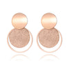 Stainless Steel Jewelry Rose Gold Color Frosted Sheet Circle Curved Disc Stud Earrings For Women Christmas Gift - Image 8