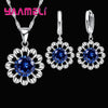 Wedding Jewelry Set Women Silver Color Crystal Pendant Necklace Hoop Earring Big - Image 12