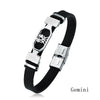 Trends 12 Constellation Stainless Steel Cuff Bracelet Men Women Zodiac Sign Black Leather Wrap Bracelet Jewelry - Image 12