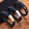 Xqni Cross Braided Design Leather Bracelet for Men Women Stainless Steel Magnetic Button Charm Cuff Bangle Gift 3 Sizes Choose - Image 1