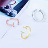 Silver Adjustable Zircon Open Rings for Women Silver Pearl Ring Mounting Gift Jewelry - Image 3