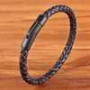 Xqni Men Leather Bracelet Simple Black Stainless Steel Button Neutral Accessories Hand-woven Jewelry Gifts - Image 10