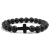 Natural Stone Bead Bracelet with Cross Charm 8mm Beads - Image 16