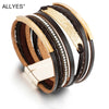 Multilayer Leather Bracelet for Men Metal Bar Charm Black Braided Wide Wrap Man Bracelets Bangles Boho Punk Jewelry - Image 2