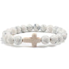 Natural Stone Bead Bracelet with Cross Charm 8mm Beads - Image 18