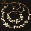 Imitation Pearl Jewelry Set with Necklace Bracelet and Earrings - Image 1