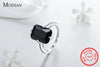 Modian High Quality Solid 925 Sterling Silver Ring For Women Black Crystal Luxury Party Jewelry Finger Silver Rings Anel