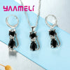 Silver Color Jewelry Sets for Woman Girls Shining Austrian Crystal Cute Cat Pendant Necklace Huggie Earring - Image 2