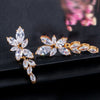 Marquise Cut Cluster Flower Zirconia Crystal Dangle Drop Earrings Shiny Leaf Bridal Wedding Jewelry for Women - Image 3