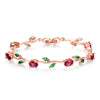 Rose Gold Color Leaf Chain Link Bracelet with Red Green Zircon for Mother Gifts Jewelry - Image 7