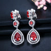 BeaQueen Dark Blue Cubic Zirconia Long Water Drop Statement Clip On Earrings Without Piercing for Women Ear Clips Jewelry - Image 7