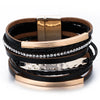 Metal Bar Charm Leather Bracelets For Women Men Boho Braided Rope Wide Multilayer Wrap Bracelet Female Jewelry - Image 1