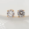 Jewelry Single Round Clear CZ Stud Earrings for Women Gold Plated Cubic Zircon - Image 14