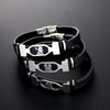 Trends 12 Constellation Stainless Steel Cuff Bracelet Men Women Zodiac Sign Black Leather Wrap Bracelet Jewelry - Image 3