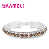 Stamp Silver Color Bracelets Full Zircon Austrian Crystal Women Link Chain Jewelry Bangles 14 Colors - Image 14
