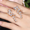 Marquise Cut Cluster Flower Zirconia Crystal Dangle Drop Earrings Shiny Leaf Bridal Wedding Jewelry for Women - Image 5