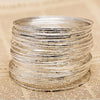 10pcs Etched Dimpled Circle Silver Color Bangles Bracelets Women Men Lovers Jewelry Gifts - Image 1