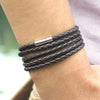 Xqni black retro Wrap Long leather bracelet men bangles sproty Chain link male charm bracelet with 5 laps - Image 4