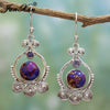 Junxin Antique Style Geometry Moonstone Drop Earrings For Women Boho Round Red Blue Opal Earrings Female Zircon Wedding Jewelry - Image 7