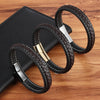 Xqni Cross Braided Design Leather Bracelet for Men Women Stainless Steel Magnetic Button Charm Cuff Bangle Gift 3 Sizes Choose - Image 5