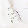 Beautiful Sprout Korean Style Silver Jewelry Bracelets Literary Leaves Crystal Bangles - Image 3
