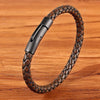 Xqni Men Leather Bracelet Simple Black Stainless Steel Button Neutral Accessories Hand-woven Jewelry Gifts - Image 7