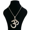 1 x Tibetan Silver Large Abstract Hindu OM Aum Symbol Yoga Buddhist Pendant Necklaces On Long Chain Lagenlook 34" - Image 1
