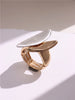 HUANZHI Chunky Gold Color Rings for Women Men Elastic Rope Connection Irregular Geometric Hollow Matte  Trend  Jewelry