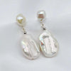 Baroque Women's Earrings Drop Shape White Freshwater Pearl Pendant Handmade Jewelry - Image 5