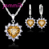 Wding Engagement Anniversary Gift Jewelry Sets Silver Color Stamped Heart Pendant Hoop Earrings for Women Girls - Image 12