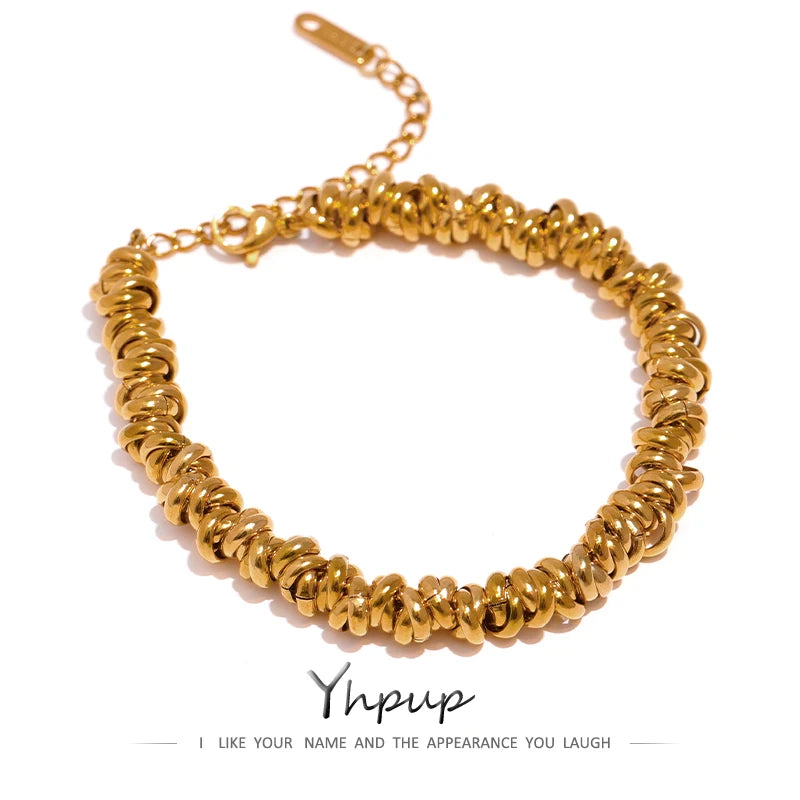 Thick Stainless Steel Chain Cuff Bracelet in Gold-Tone or Mixed-Metal Finish - Image 1