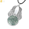 Csja Amethysts Stone Pendant Women Angel Wings Necklaces Flower of Life Necklace Wrapped Crystal Angel Caller - Image 14