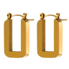 Stainless Steel Rose Gold Square Hoop Earrings for Women Simple Metal Plated Charm Jewelry Gift - Image 7