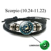Luminous Bracelet 12 Zodiac Leo Libra Sagittarius Capricorn Aquarius Braided Leather Bracelet Glowing Jewelry - Image 11